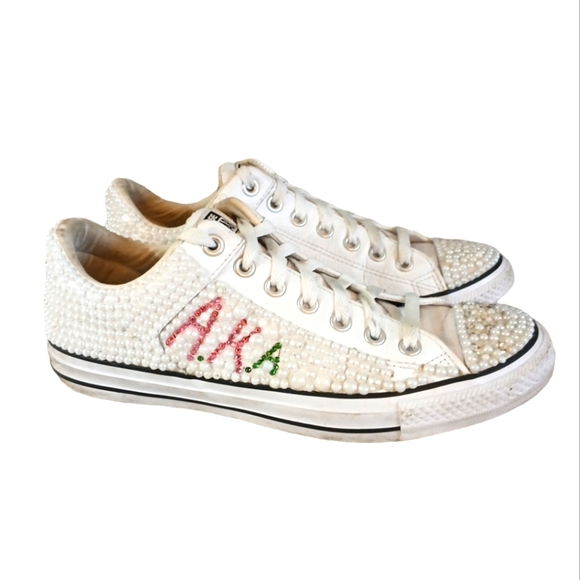 Converse Wedding Shoes Pearl and Sequin Chuck Taylor All Star Sneakers - Picture 1 of 10